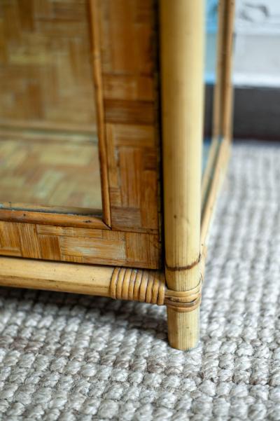 Bamboo Pressed Bamboo and Glass Display Cabinet 1970s