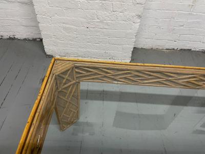 Bamboo Rattan Coffee Glass Table