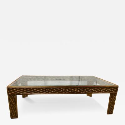 Bamboo Rattan Coffee Glass Table