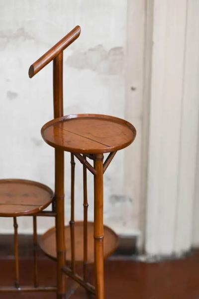 Bamboo Valet Stand With Three Shelves Early 20th Century