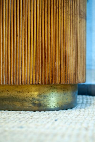 Bamboo Wardrobe Cabinet With Oriental Illustrations Italy Circa 1950