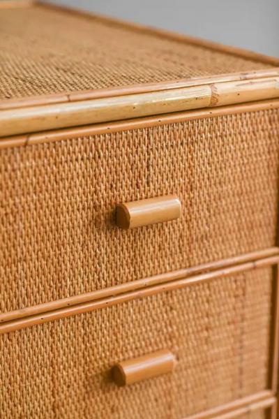 Bamboo Writing Desk with Drawers 1980s