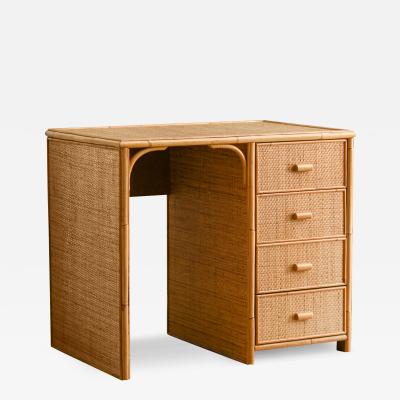 Bamboo Writing Desk with Drawers 1980s