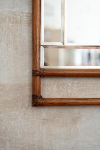 Bamboo and Beveled Glass Mirror 1970s