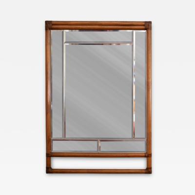 Bamboo and Beveled Glass Mirror 1970s