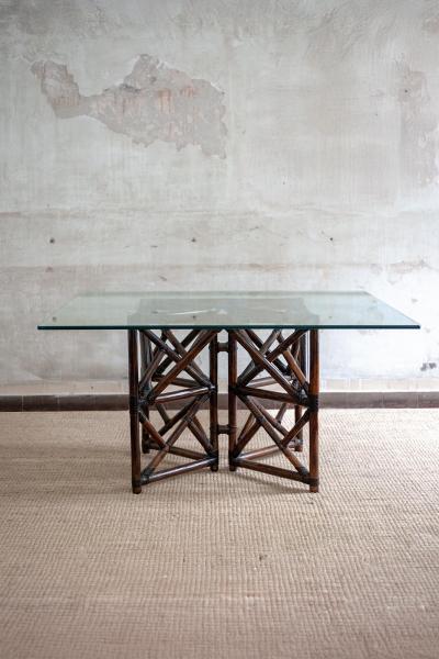 Bamboo and Glass Dining Set 1970s