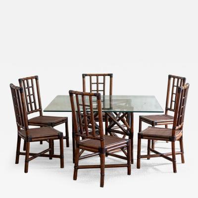 Bamboo and Glass Dining Set 1970s
