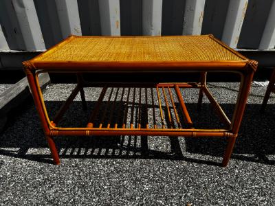Bamboo and Rattan Boho Chic Style 2 Tier Coffee Table 2 available 