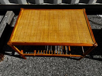 Bamboo and Rattan Boho Chic Style 2 Tier Coffee Table 2 available 