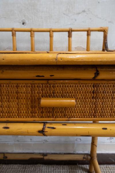 Bamboo and Rattan Desk with Matching Chair 1970s