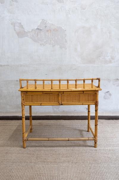 Bamboo and Rattan Desk with Matching Chair 1970s