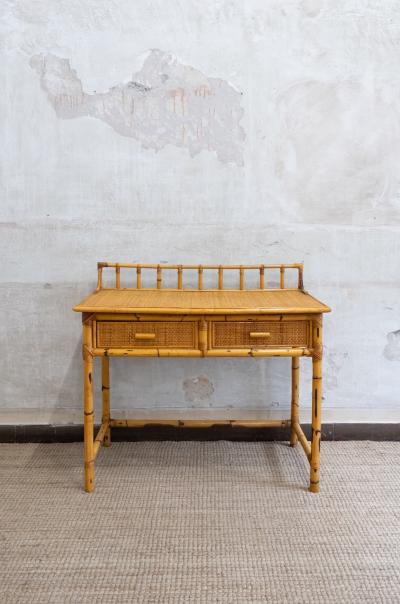 Bamboo and Rattan Desk with Matching Chair 1970s