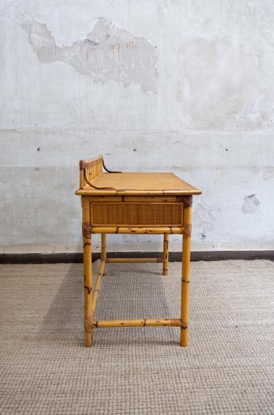 Bamboo and Rattan Desk with Matching Chair 1970s