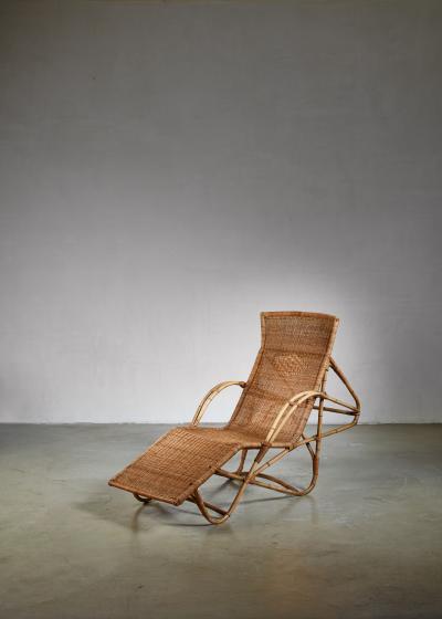 Bamboo and cane adjustable chaise 1950s