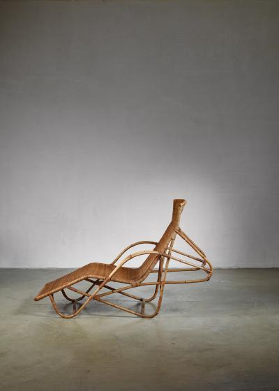 Bamboo and cane adjustable chaise 1950s
