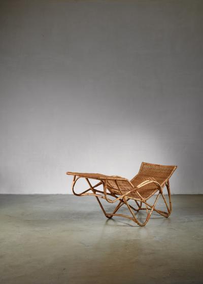 Bamboo and cane adjustable chaise 1950s