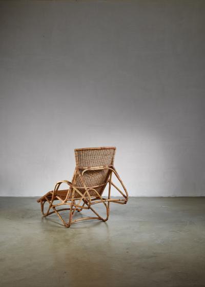 Bamboo and cane adjustable chaise 1950s