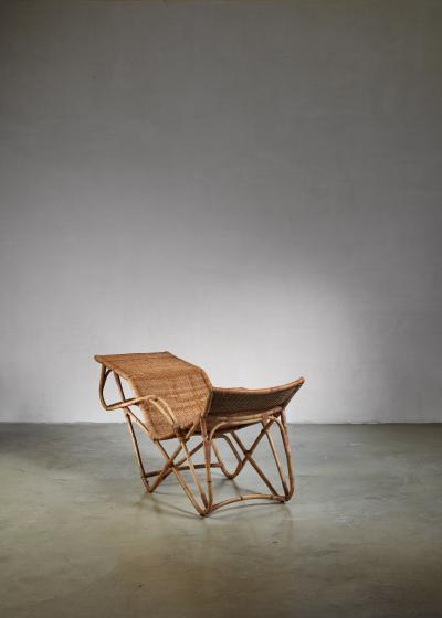 Bamboo and cane adjustable chaise 1950s