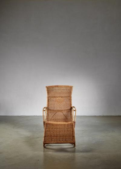 Bamboo and cane adjustable chaise 1950s