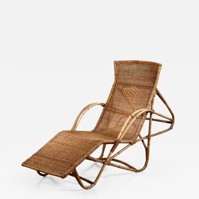 Bamboo and cane adjustable chaise 1950s