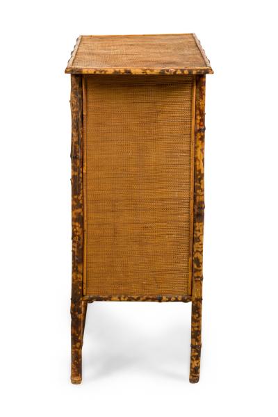 Bamboo and woven rattan veneer 3 drawer chest of drawers