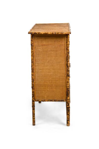 Bamboo and woven rattan veneer 3 drawer chest of drawers