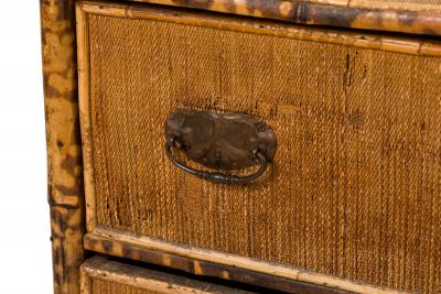 Bamboo and woven rattan veneer 3 drawer chest of drawers
