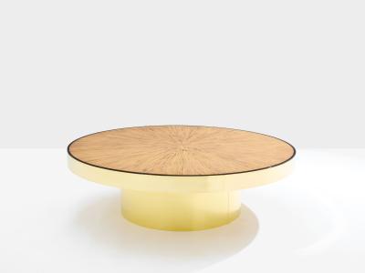 Bamboo marquetry and brass coffee table 1980