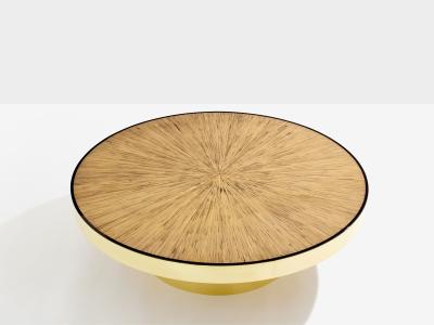 Bamboo marquetry and brass coffee table 1980