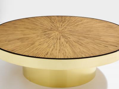 Bamboo marquetry and brass coffee table 1980