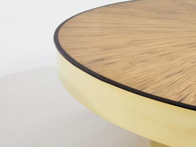 Bamboo marquetry and brass coffee table 1980