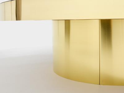 Bamboo marquetry and brass coffee table 1980