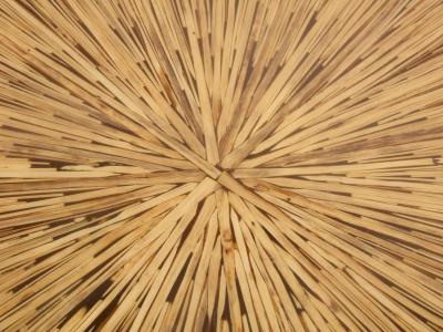Bamboo marquetry and brass coffee table 1980