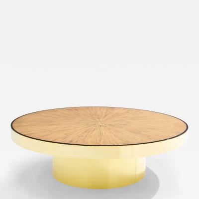 Bamboo marquetry and brass coffee table 1980