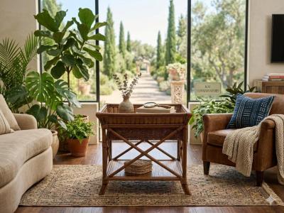 Bamboo wicker side table