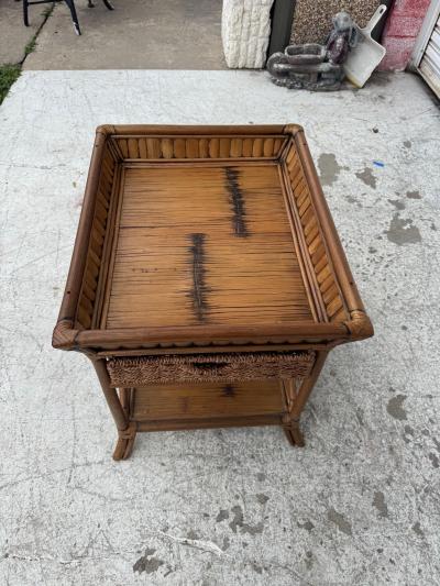 Bamboo wicker side table