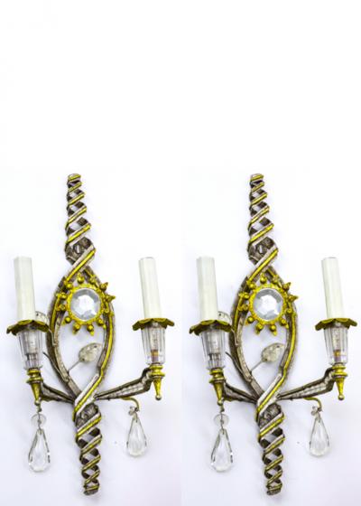 Banci Banci Firenze superb pair of gold and silver leaf pearly sconces