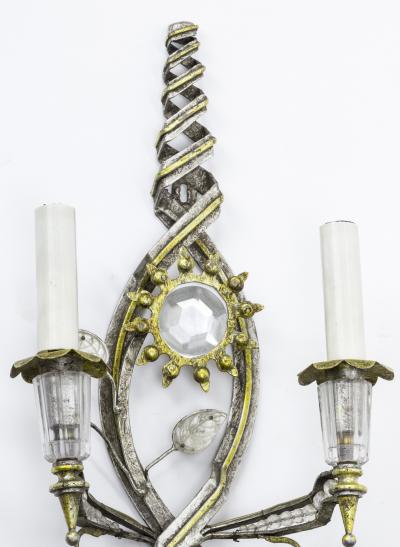 Banci Banci Firenze superb pair of gold and silver leaf pearly sconces
