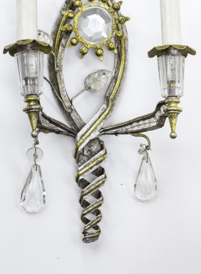 Banci Banci Firenze superb pair of gold and silver leaf pearly sconces