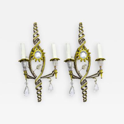 Banci Banci Firenze superb pair of gold and silver leaf pearly sconces