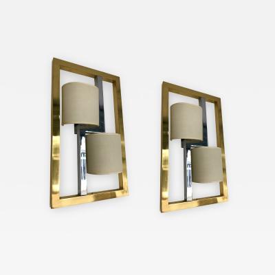 Banci Firenze Pair of Sconces Brass and Chrome by Banci Italy 1980s