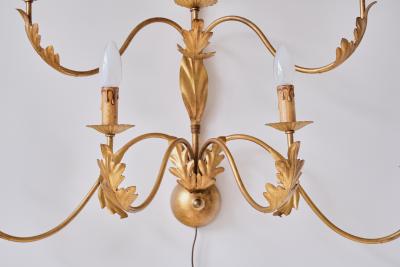 Banci Large 10 Arm Gilded Wall Light by Banci Firenze Italy 1960s