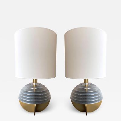 Banci Mid Century Modern Pair of Metal and Brass Saturn Lamps by Banci Italy 1970s