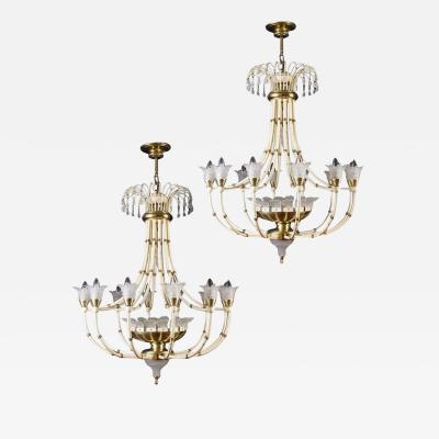 Banci Striking Pair of Modern Italian Chandeliers by Banci Florence 1970