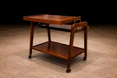 Bar Cart in Imbuia wood Metal Ming Moveis 1950s