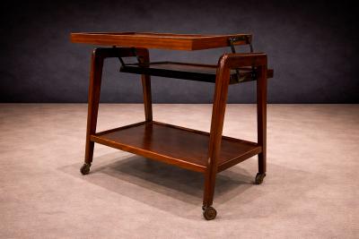 Bar Cart in Imbuia wood Metal Ming Moveis 1950s
