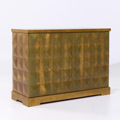 Barbara Barry Barbara Barry for Baker Mid Century Diamond Gold Leaf Cabinet Credenza