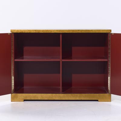 Barbara Barry Barbara Barry for Baker Mid Century Diamond Gold Leaf Cabinet Credenza