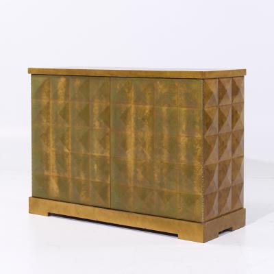 Barbara Barry Barbara Barry for Baker Mid Century Diamond Gold Leaf Cabinet Credenza