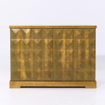 Barbara Barry Barbara Barry for Baker Mid Century Diamond Gold Leaf Cabinet Credenza